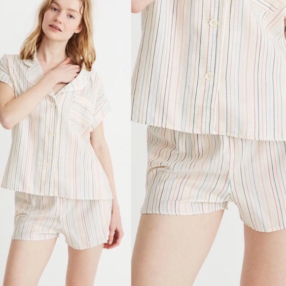 Madewell Other - Madewell – Rainbow Stripe Bedtime Pajama Shorts L
